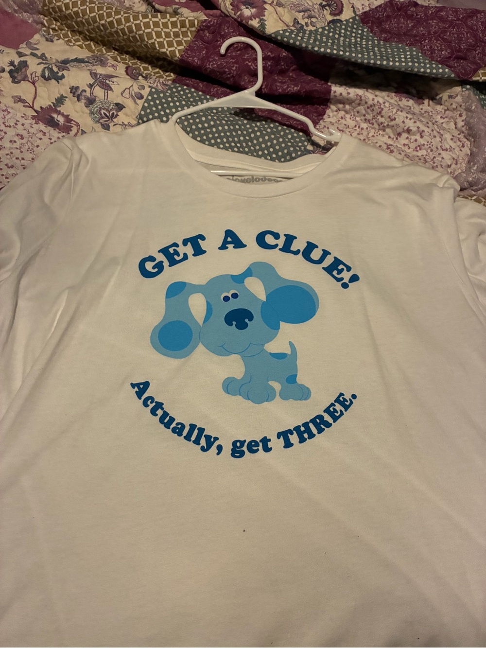 Nickelodeon White BLUE’S CLUE’S T-Shirt with Blue  90’s nostalgia Graphic